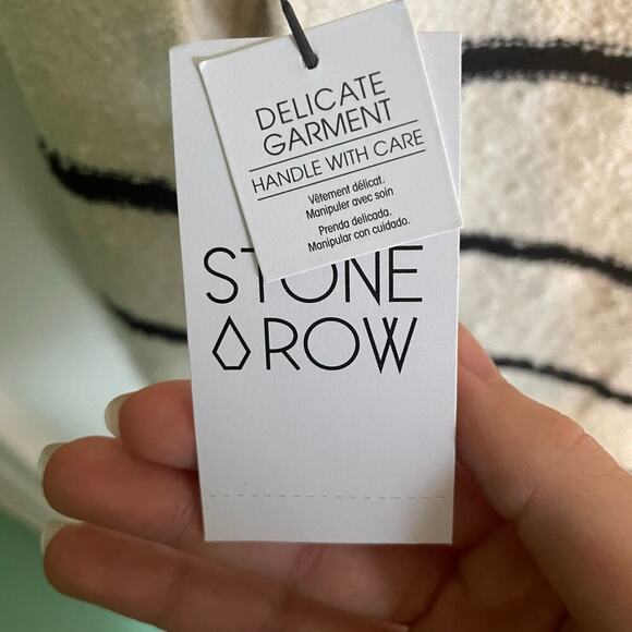 NWT Stone Row Cream & Black Striped Sweater Dress Long Sleeve Size Small - Picture 3 of 9